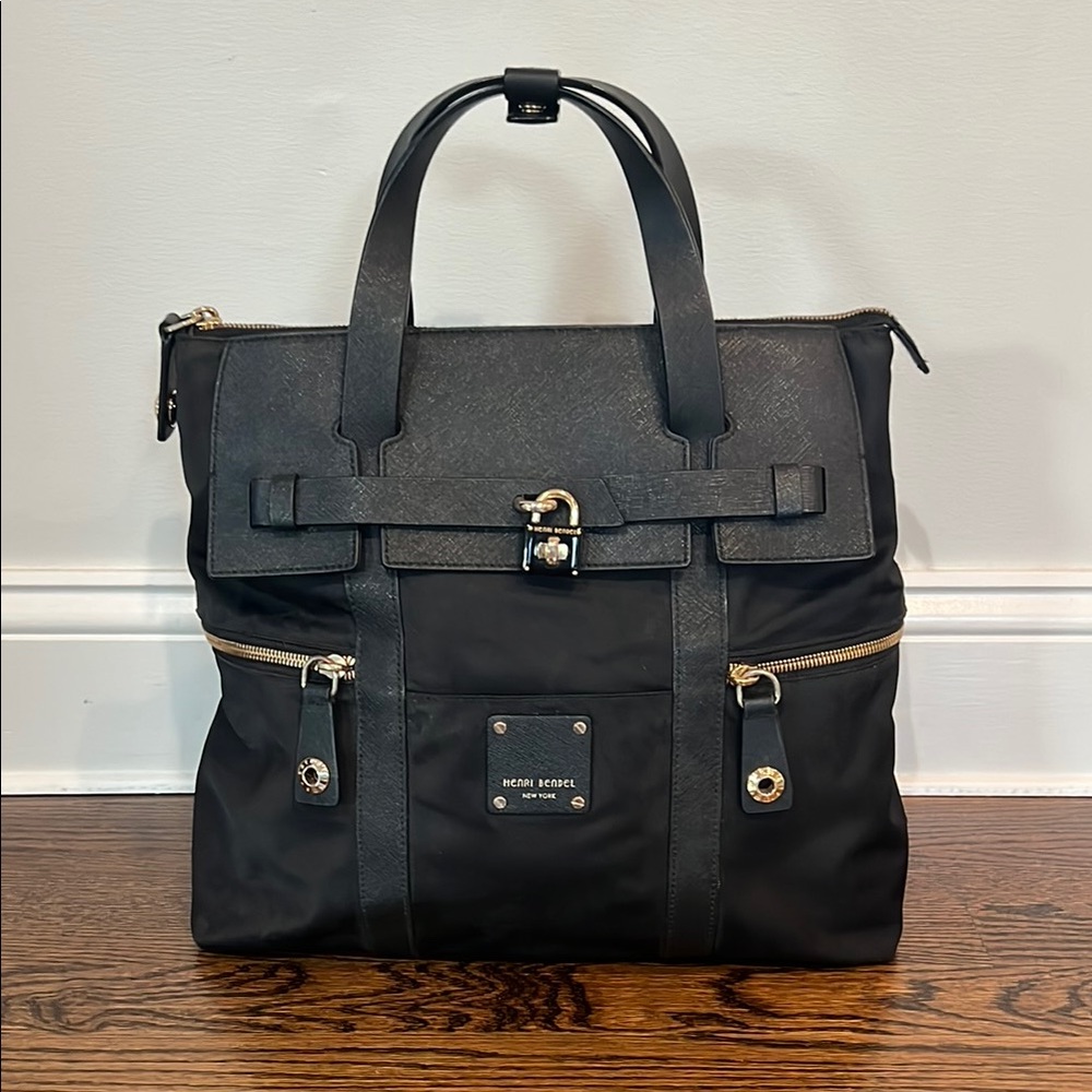 Henri Bendel Black Nylon Large Jetsetter Converter Backpack Purse